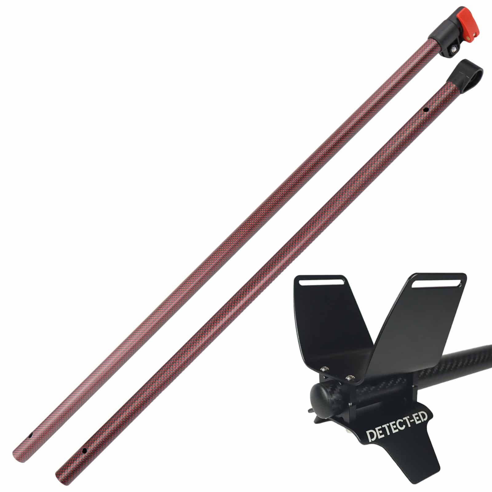 Detect-Ed Red Belly LS Carbon Fiber Upper & Lower Shaft for Minelab Equinox Detector w/ Alloy Arm Cuff - Image 1