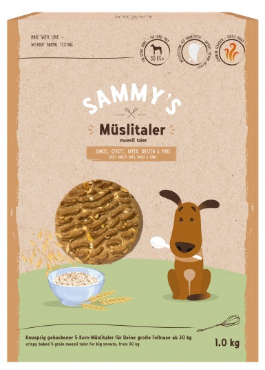 Sammy’s muesli taler ciasteczka 1 kg – twarde, chrupiące 5 ziaren bez dodatku cukru