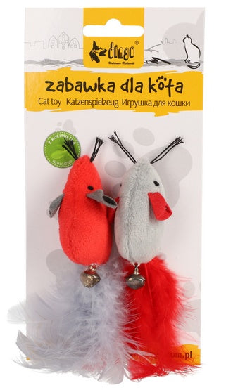 Dingo zabawka dla kota – myszki Love z dzwoneczkiem i piórkami 2 szt.