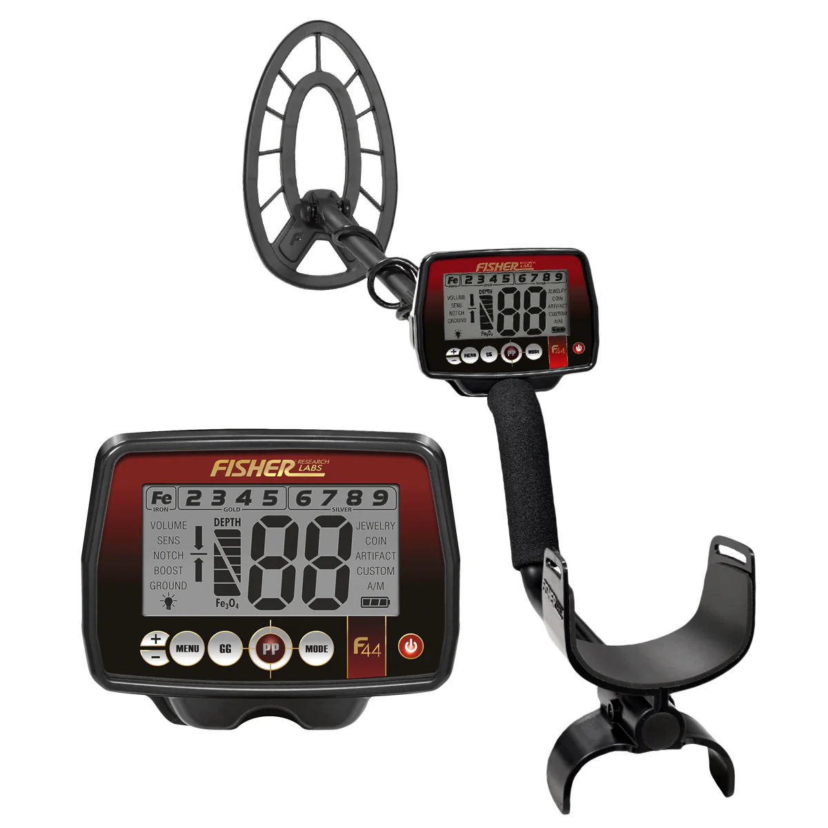 Fisher F44 Metal Detector with 11" Concentric Elliptical Waterproof Search Coil (Open Box) - Image 2