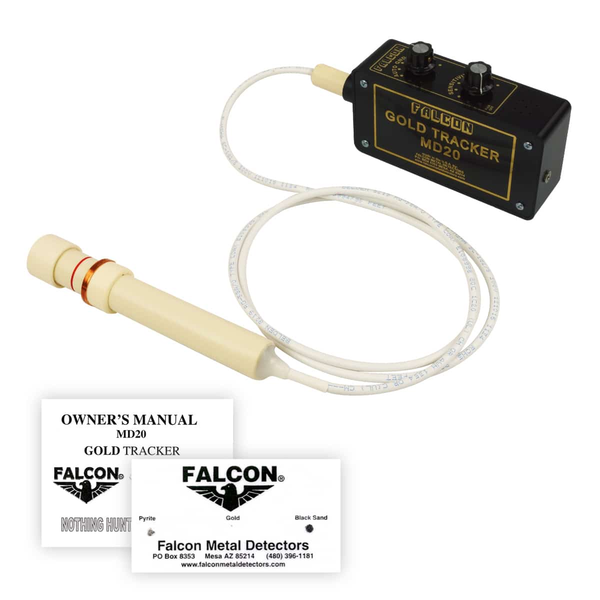 Falcon Gold Tracker MD20 Metal Detector 300kHz with 5′ waterproof probe