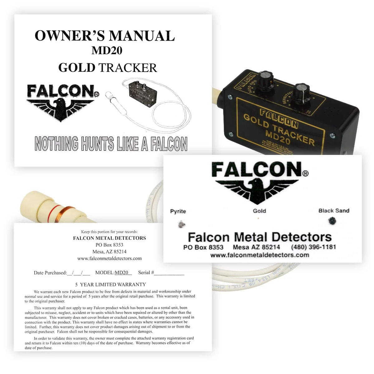Falcon MD20 Gold Tracker Metal Detector 3-piece extension handle w/ foam grip - Image 2