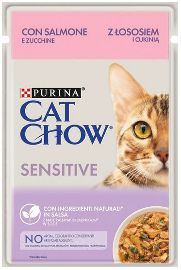 Purina Cat Chow Sensitive łosoś w sosie - zestaw saszetek 3+1 gratis 4x85 g - Image 3