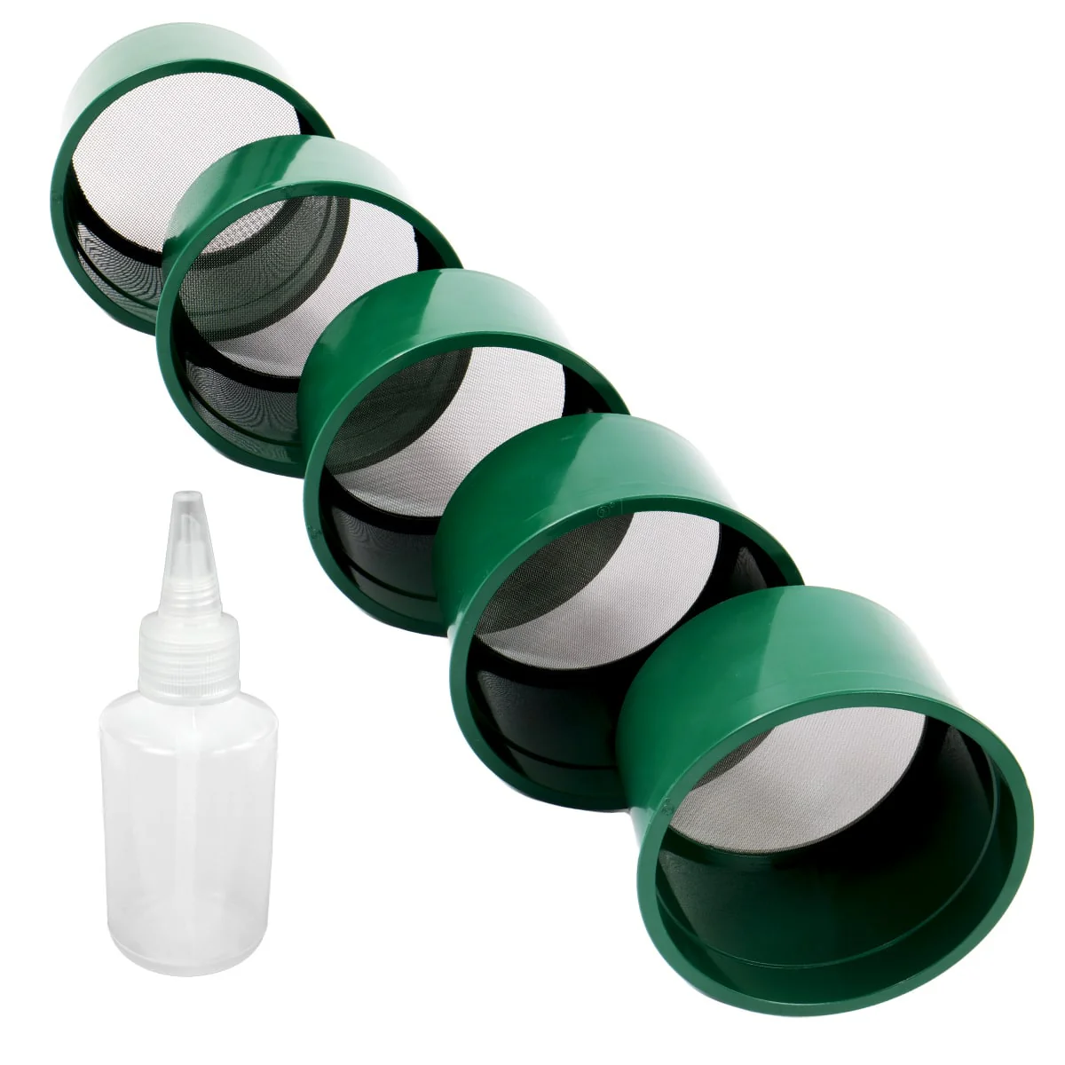 TerraX Green Mini Stackable Sifting Classifier Bundle / 60, 50, 40, 30, 20 & Snuffer - Image 1