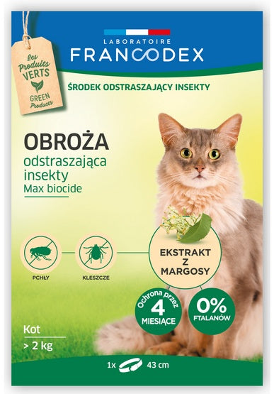 Francodex obroża odstraszająca insekty dla kotów – 4 miesiące ochrony