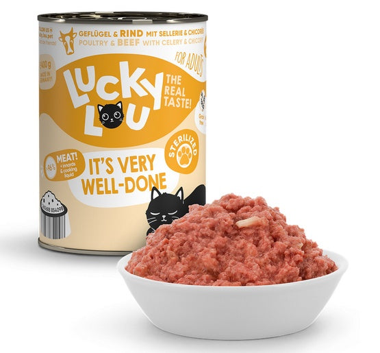 Lucky Lou Lifestage Sterilized Drób i wołowina puszka 400g - Image 3