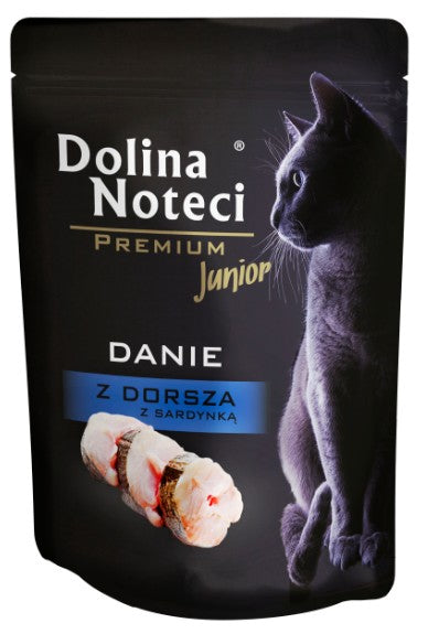 Dolina Noteci Premium Kot Junior Danie z dorsza i sardynki saszetka 85g - Image 1