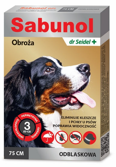 Sabunol gpi obroża przeciw kleszczom i pchłom – odblaskowa ochrona – 75 cm