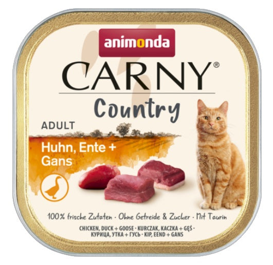 Animonda Carny Country Adult kurczak, kaczka i gęś - mięsna tacka dla dorosłych kotów - Image 1