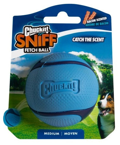 Chuckit! sniff fetch ball bacon medium – bekonowy zapach dla psów tropiących zabawkę nosem – 6,5 cm