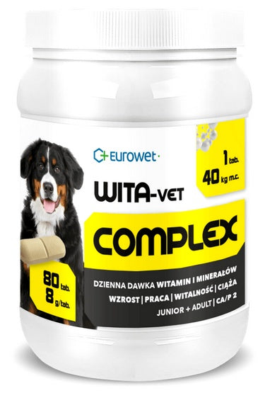 Wita-Vet Complex 8g - preparat mineralno-witaminowy dla suk i szczeniąt ras dużych 80tabl - Image 1
