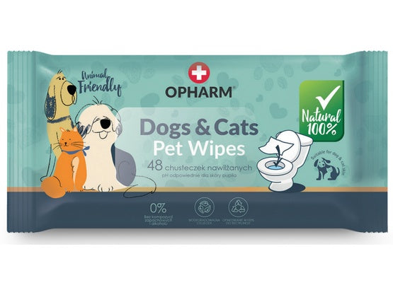 Opharm Dogs & Cats Pet Wipes – chusteczki nawilżane dla psa i kota 48szt