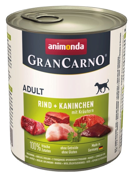 Animonda GranCarno Original Adult Rind Kaninchen Krautern Wołowina + Królik z Ziołami puszka 800g - Image 2