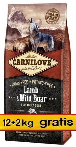 Carnilove Dog Lamb & Wild Boar Adult - jagnię i dzik 14kg (12+2kg gratis) - Image 1