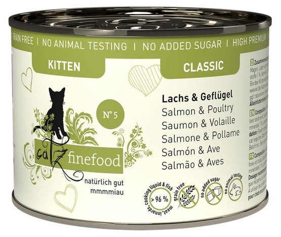 Catz Finefood Classic Kitten N.05 Łosoś i drób puszka 200g - Image 1