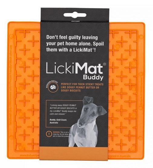 LickiMat Buddy krzyżyk miękki pomarańczowy - labiryntowe kieszenie do wylizywania - Image 1