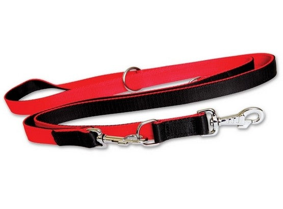 Dingo Smycz taśma polipropylenowa przedłużana podwójnie zszywana 2,5cm/120-220cm czarno-czerwona - Image 1