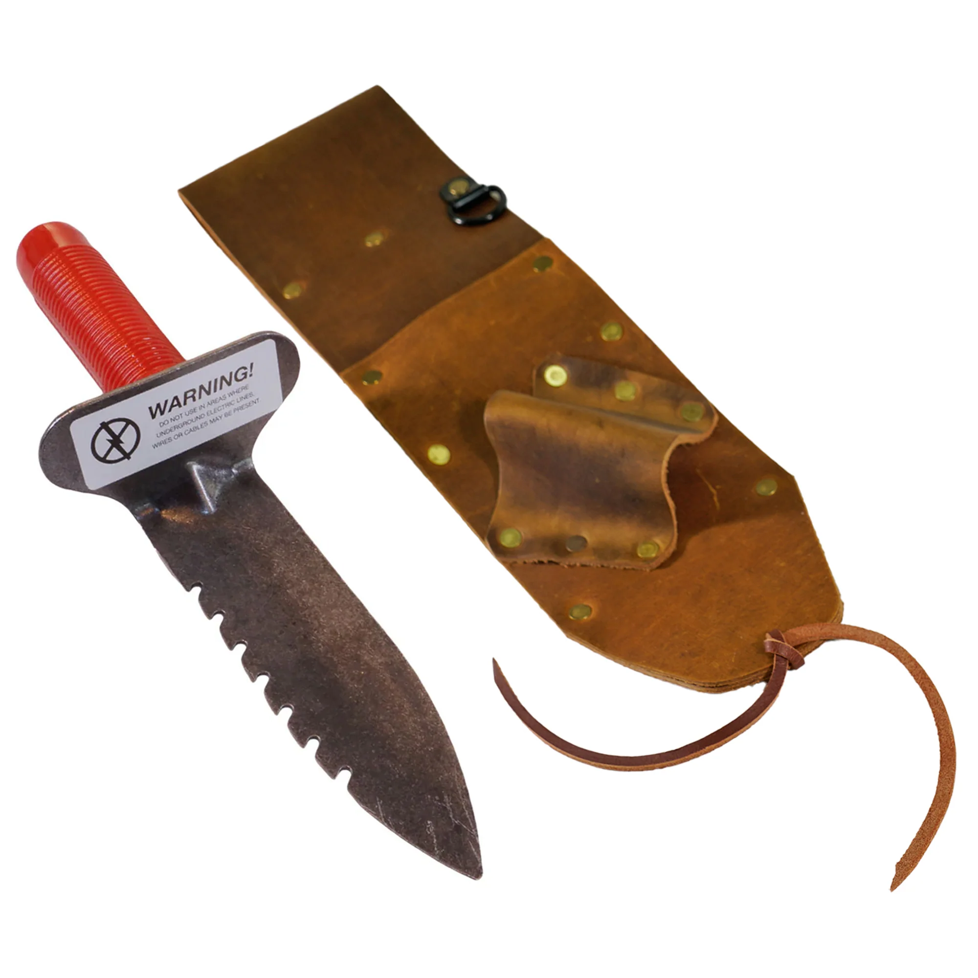 Brown Leather Sheath LEFT Sided & Lesche Digging Tool RIGHT Serrated