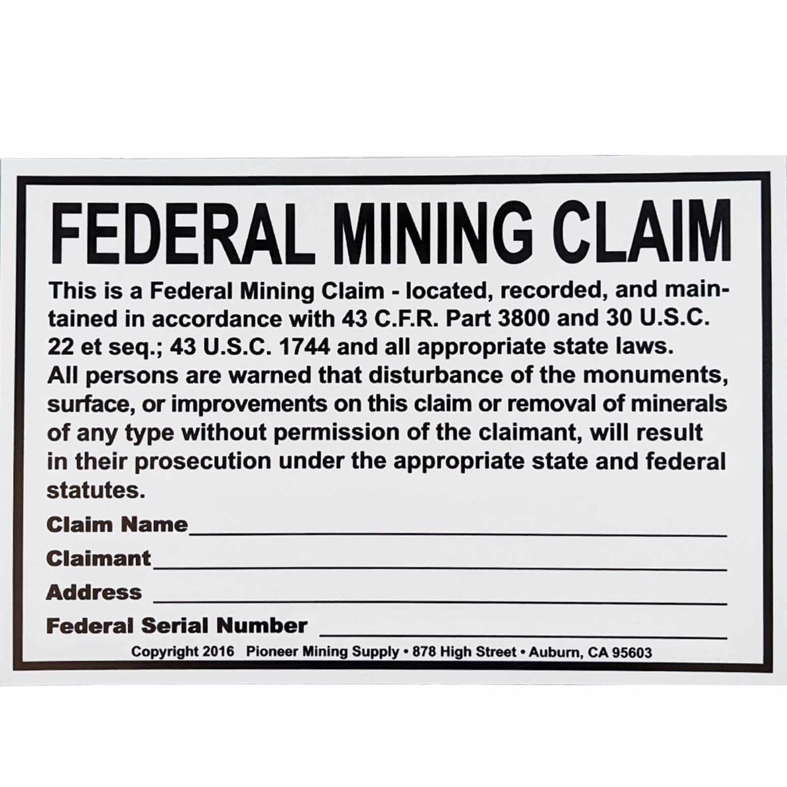 Blue Bowl Federal Mining Claim Sign - Protect Your Claims - Image 1