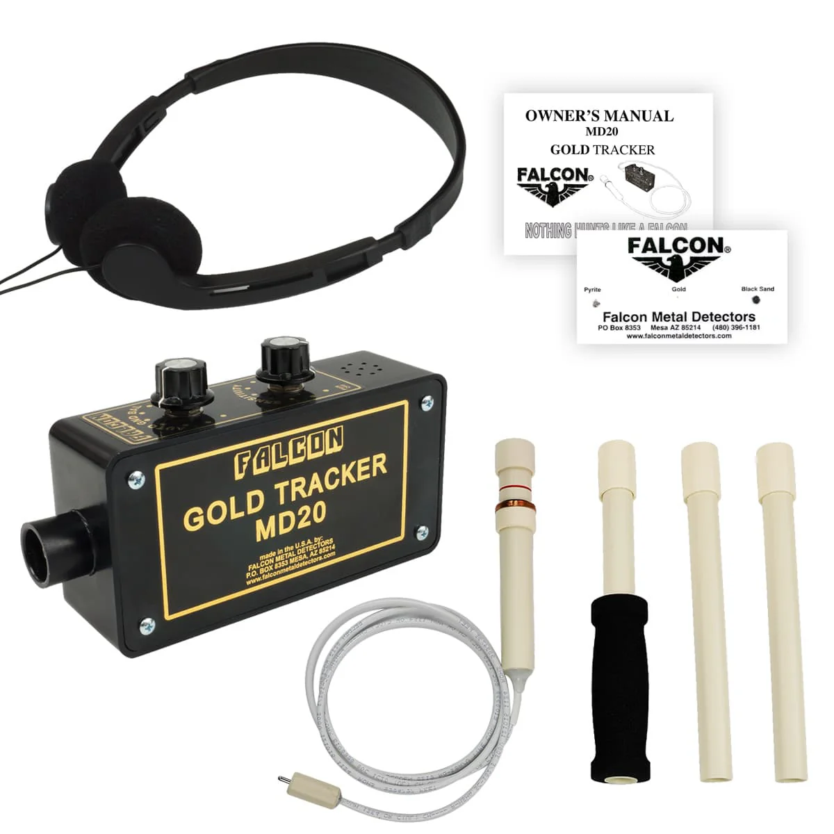 Falcon Gold Tracker MD20 Metal Detector 300kHz Probe w/ Handle & Headphones - Image 2