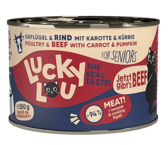 Lucky Lou Lifestage Senior Drób i wołowina puszka 200g - Image 1