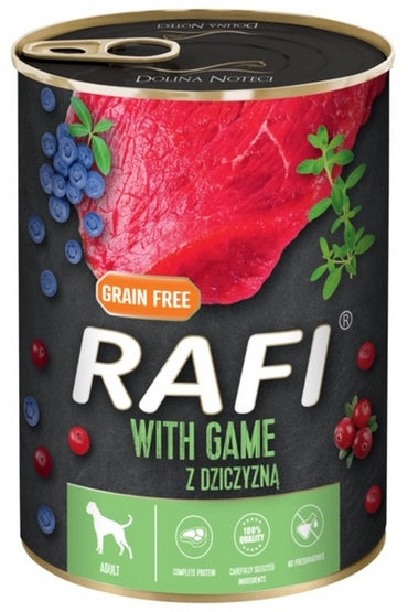 Rafi pies dziczyzna puszka 400 g – z borówką i żurawiną