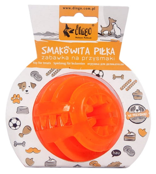 Dingo smakowita piłka z rowkami - piłka na przysmaki i aport - 7,5 cm pomarańczowa - Image 2