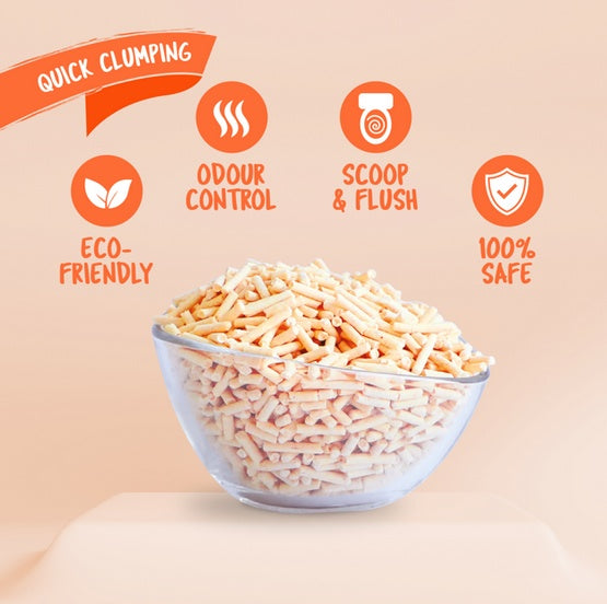 Kit Cat żwirek ECO SoyaClump Peach 7L / 2,5 kg - lekki żwirek sojowy o delikatnym brzoskwiniowym zapachu - Image 3