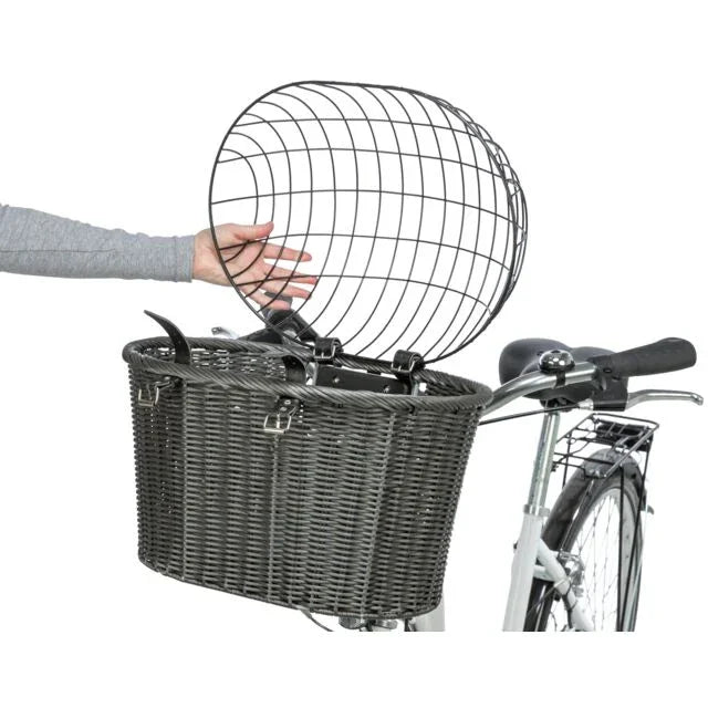 Trixie Handlebar Bicycle Basket with Wire Hood Anthracite - For dogs and cats up to 7kg - Image 2