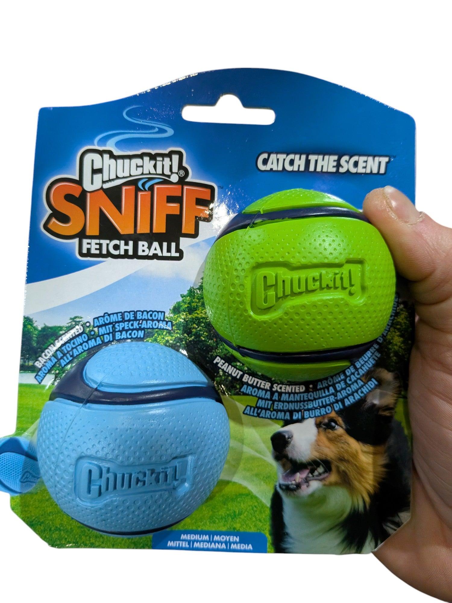 Chuckit Sniff Fetch Ball Combo – Peanut Butter & Bacon Scented Fetch Balls – 6cm (2 pcs)
