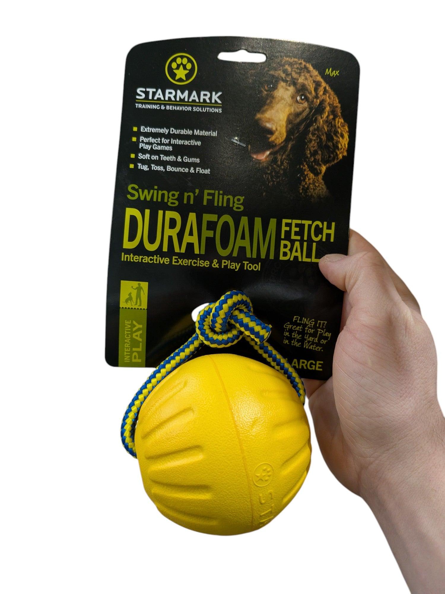 Starmark Swing 'N Fling Durafoam Fetch Ball on Rope - Virtually Indestructible - Image 1