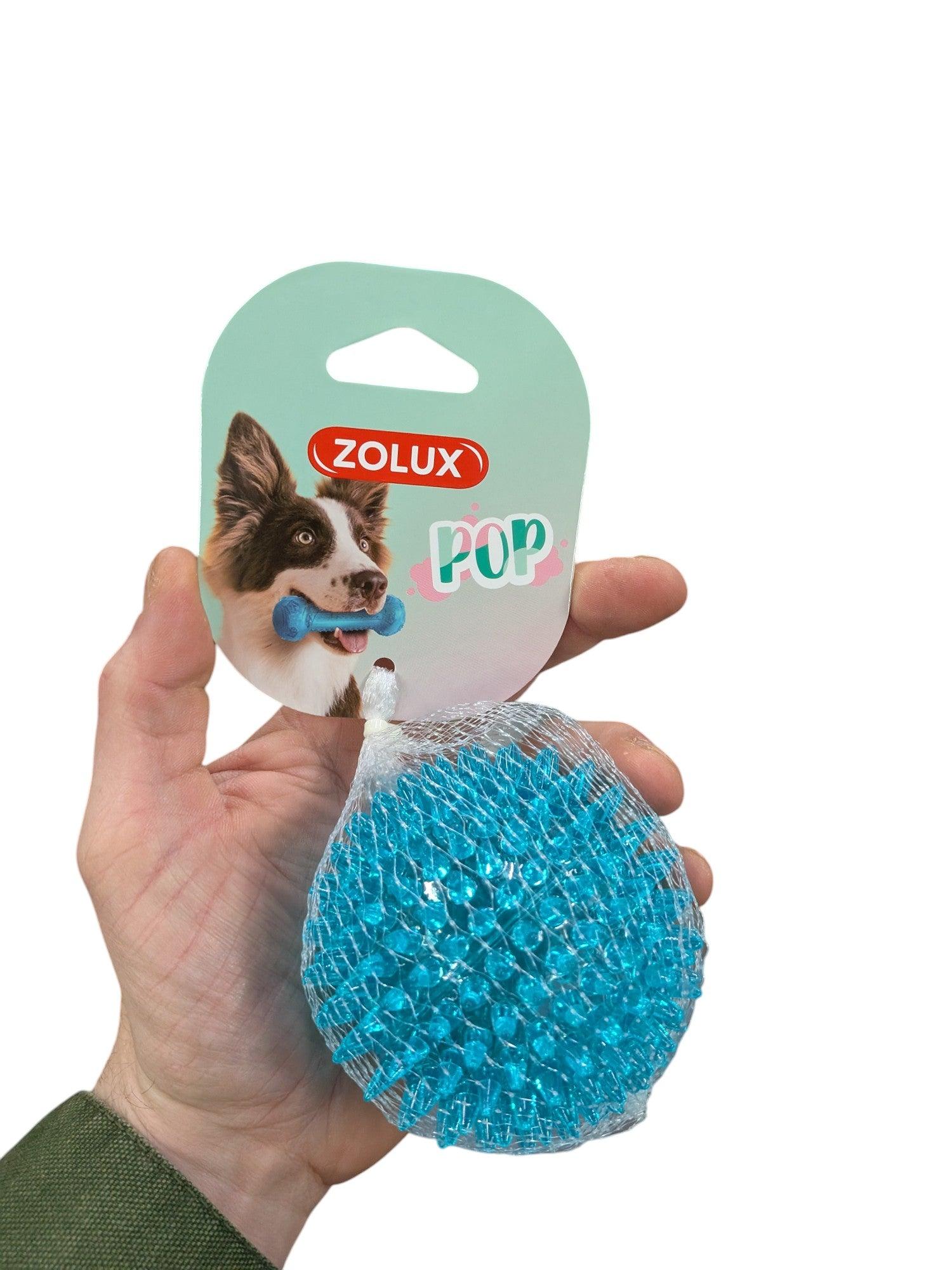 Zolux Pop TPR Spiky Ball Turquoise – Fetch Ball with Gum Massage – 8 cm