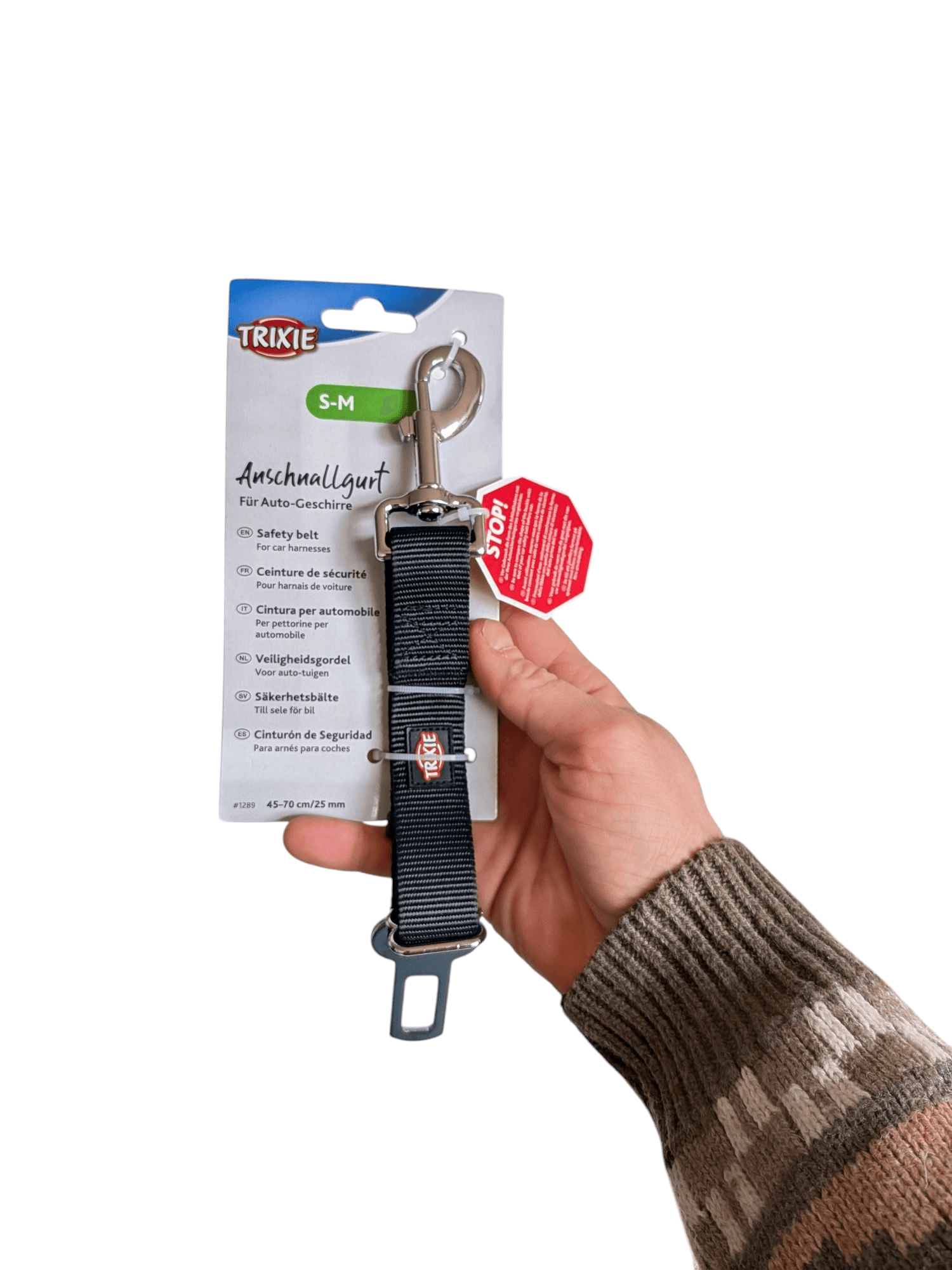 Trixie black short leash for safe car driving - with carabiner for attaching the harness - 45-70 cm - Image 1