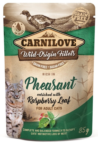 Carnilove Cat Pheasant & Raspberry Leaves – bażant i liście maliny saszetka 85g