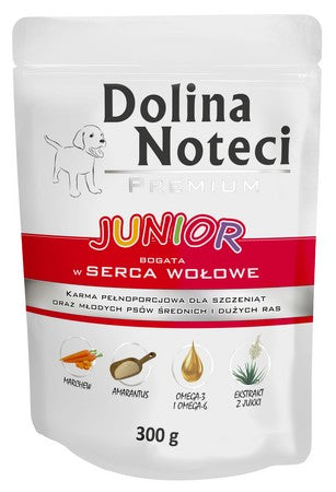 Dolina Noteci Premium Pies Junior Serca wołowe saszetka 300g - Image 1
