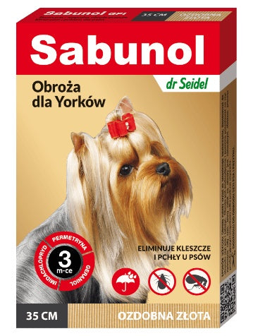 Sabunol GPI Obroża przeciw pchłom dla yorka ozdobna złota 35cm - Image 1