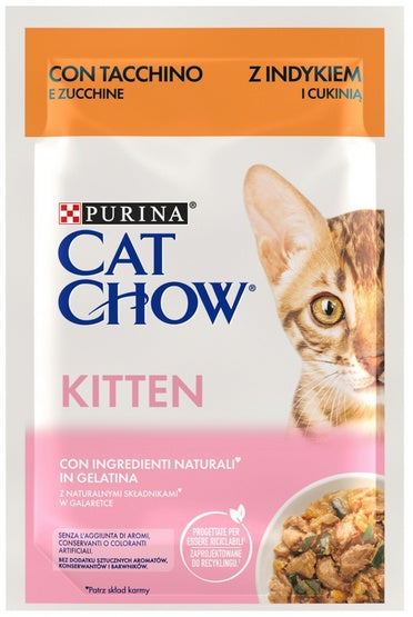 Purina Cat Chow Kitten indyk i cukinia w galaretce - pakiet 3+1 GRATIS - Image 2