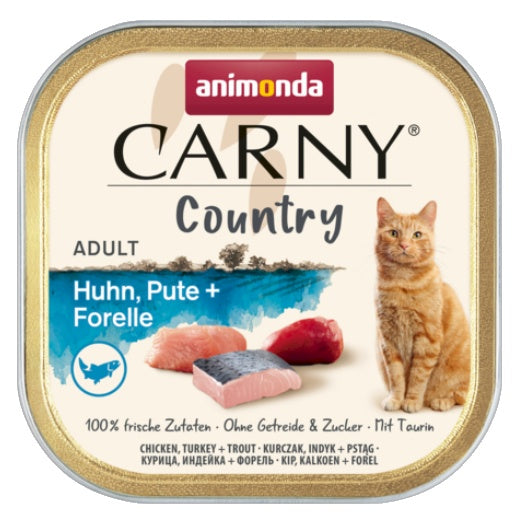Animonda Carny Country Adult kurczak, indyk i pstrąg - mięsna tacka dla dorosłych kotów - Image 1