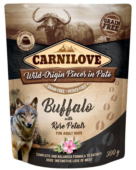 Carnilove Dog Buffalo & Rose Petals – bawół i płatki róży saszetka 300g