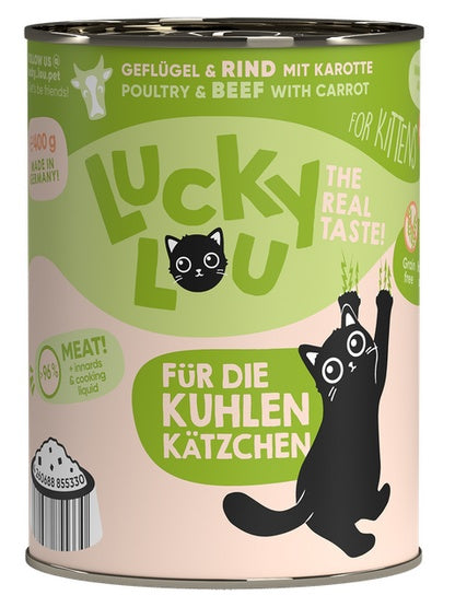Lucky Lou Lifestage Kitten Drób i wołowina puszka 400g - Image 1
