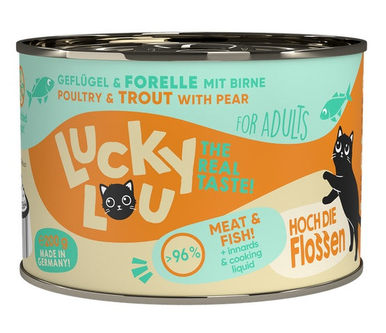 Lucky Lou Lifestage Adult Drób i pstrąg puszka 200g - Image 1
