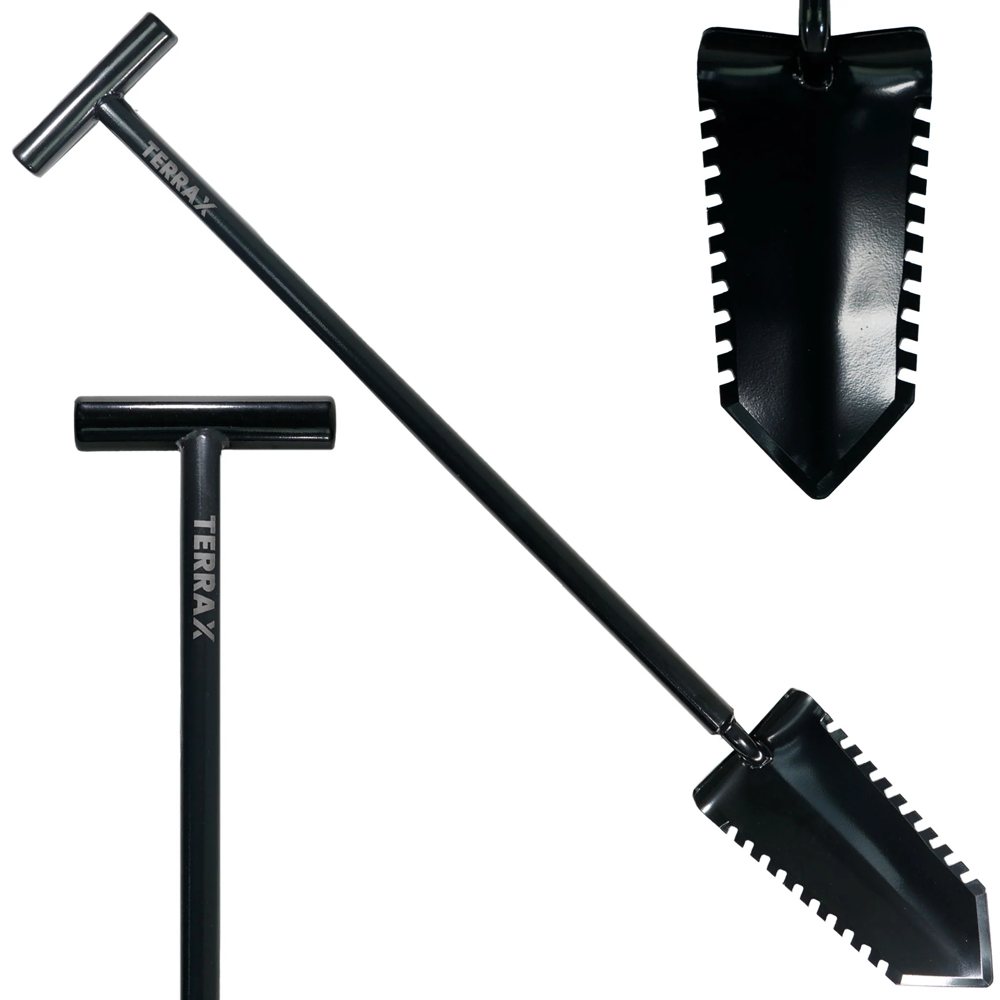 TerraX Master Digger – 36″ or 34″Double Serrated Shovel with T-Handle