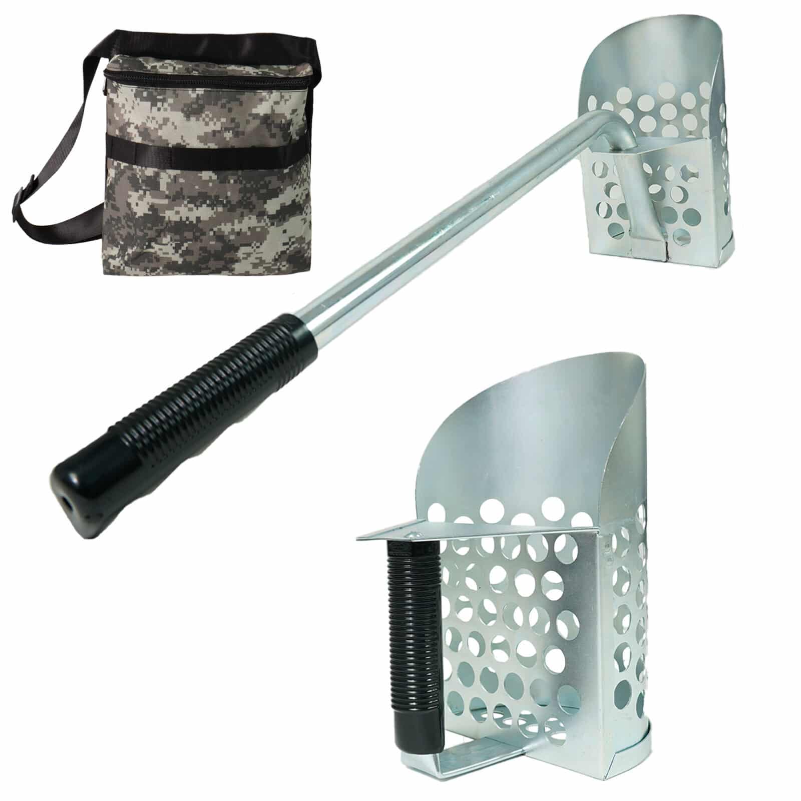 Dune Scoops Galvanized Metal Long Handle Sand Scoop, Heavy Duty Large Scoop and Finds Pouch for Metal Detecting - Image 2