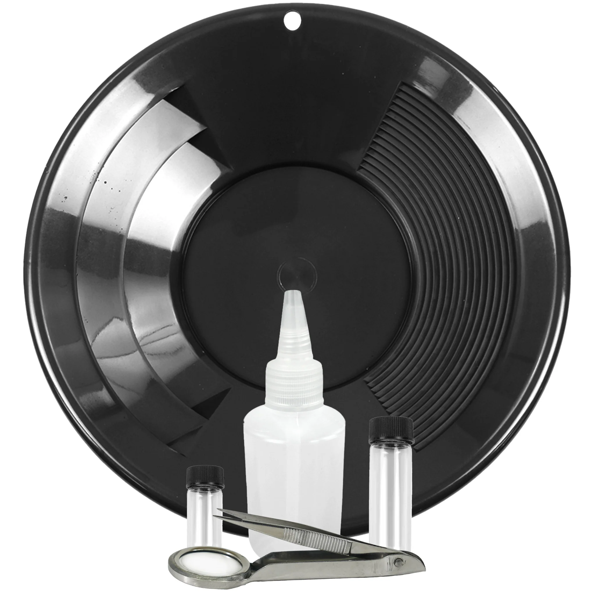 TerraX 5 Piece Gold Prospecting Kit - Pan, Vials, Snifter Bottle, and Prospecting Tweezers - Image 1