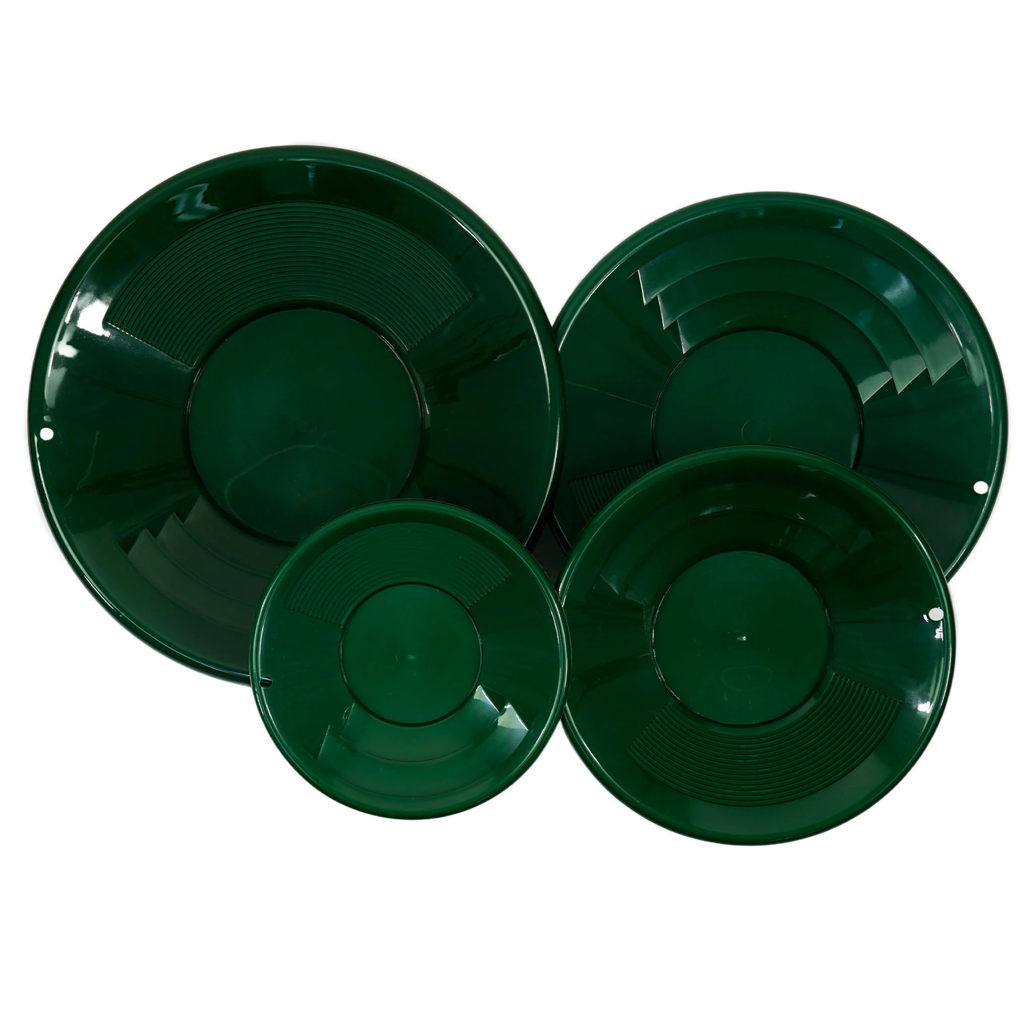 TerraX 4 piece Dual Riffle Green Gold Prospecting Pan Set - Image 1