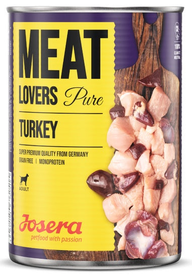 Josera Meat Lovers Pure Indyk puszka 400g – monobiałkowa receptura 68% mięsa
