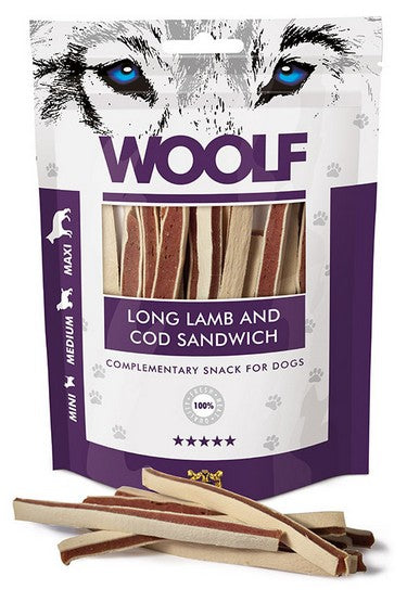 Woolf Soft Lamb & COD Sandwich Long 100g - Image 1
