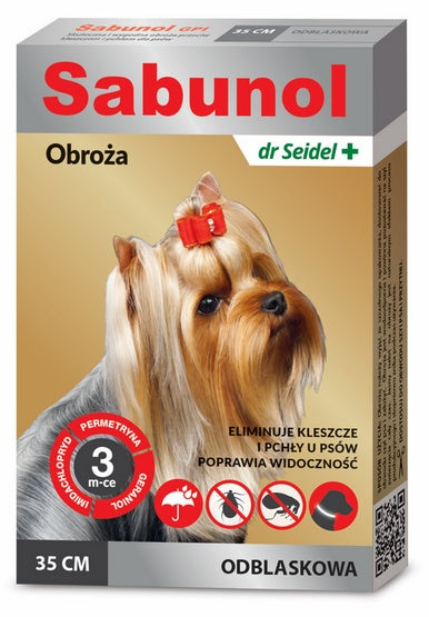 Sabunol gpi obroża przeciw pchłom dla yorka – odblaskowa ochrona na spacery – 35 cm
