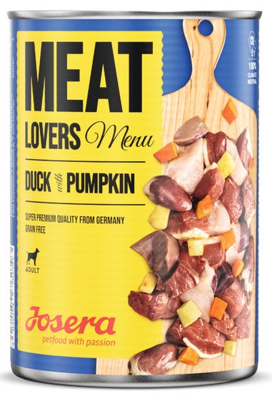 Josera Meat Lovers Menu kaczka z dynią – bezzbożowa mokra karma 65% mięsa