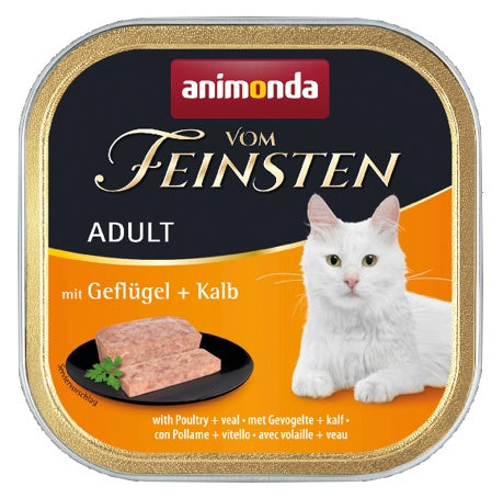 Animonda vom Feinsten Cat Adult z Drobiem i Cielęciną tacka 100g - Image 1